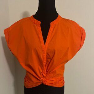 Evereve cropped Knot Orange Blouse